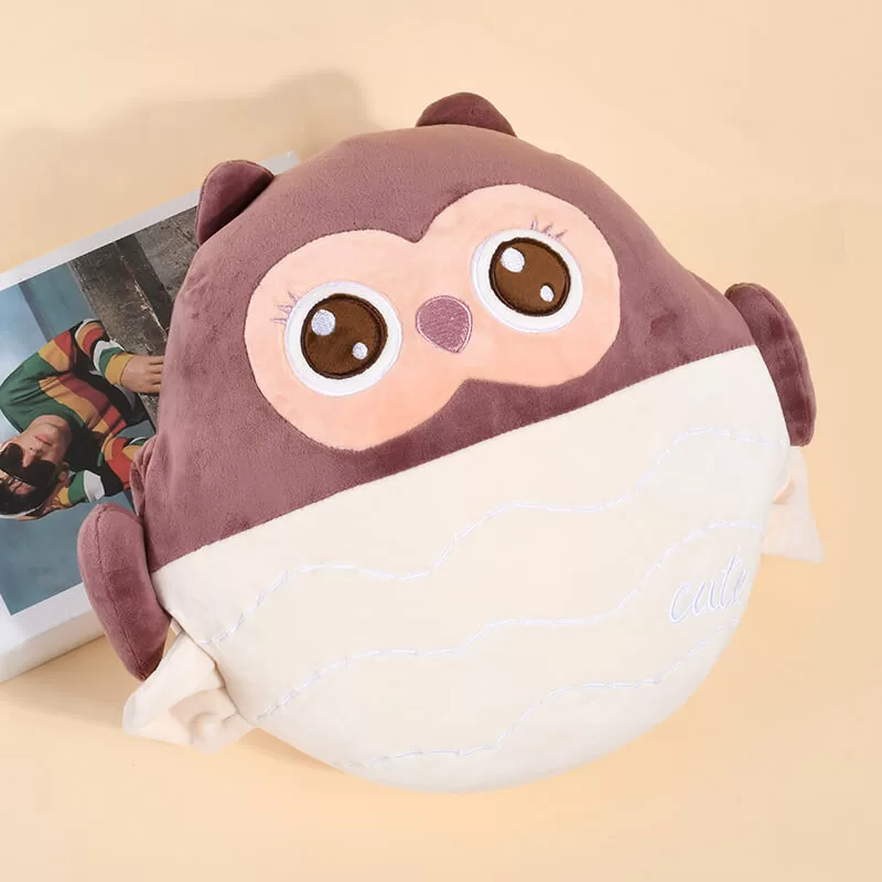 Winter Owl Hand Warmer Hug Pillow 11 Inches