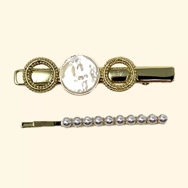 Geometric Pearl Hairpin Set 2pcs