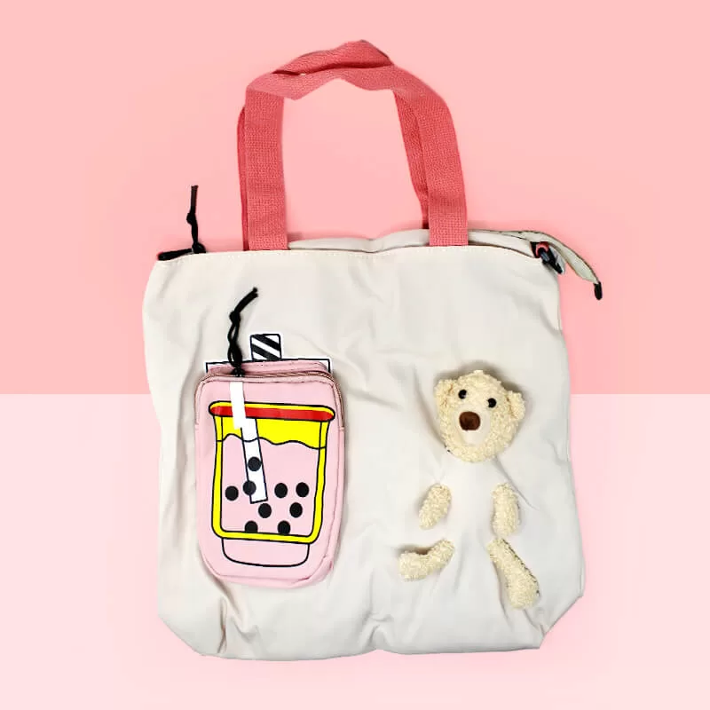 Bubble Tea Bear Canvas Bag