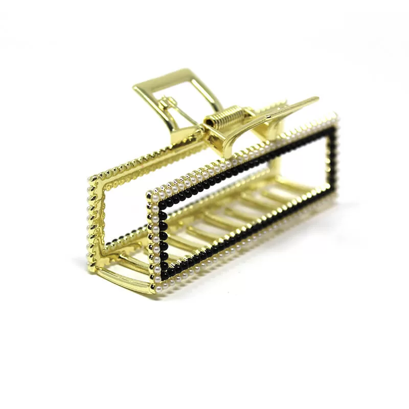 Pearl Rhinestone Square Claw Hair Clip