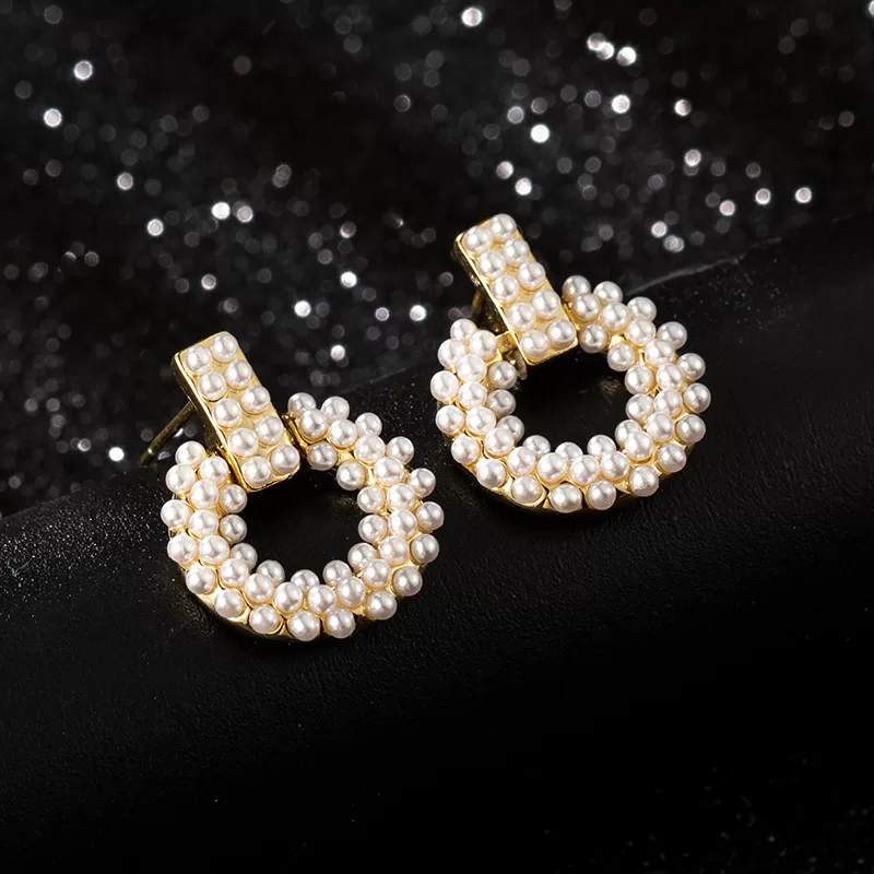 Pearl Hoop Drop Earrings