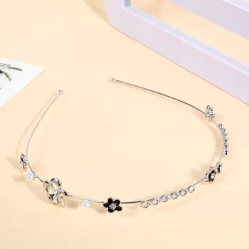 Oil Drip Craft Flower Hair Band - Silver