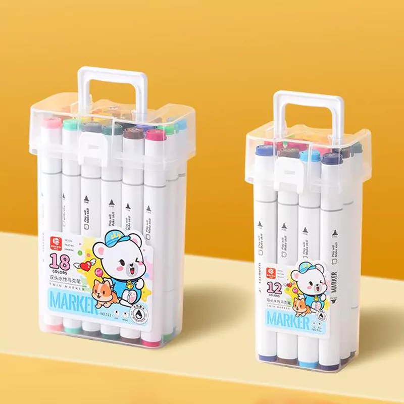 Bear Dual Tip Water-based Marker Set 12/24 Colors