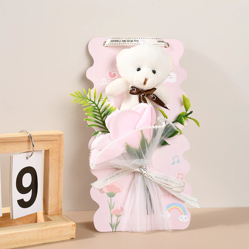 Fake Rose Flower with Bear