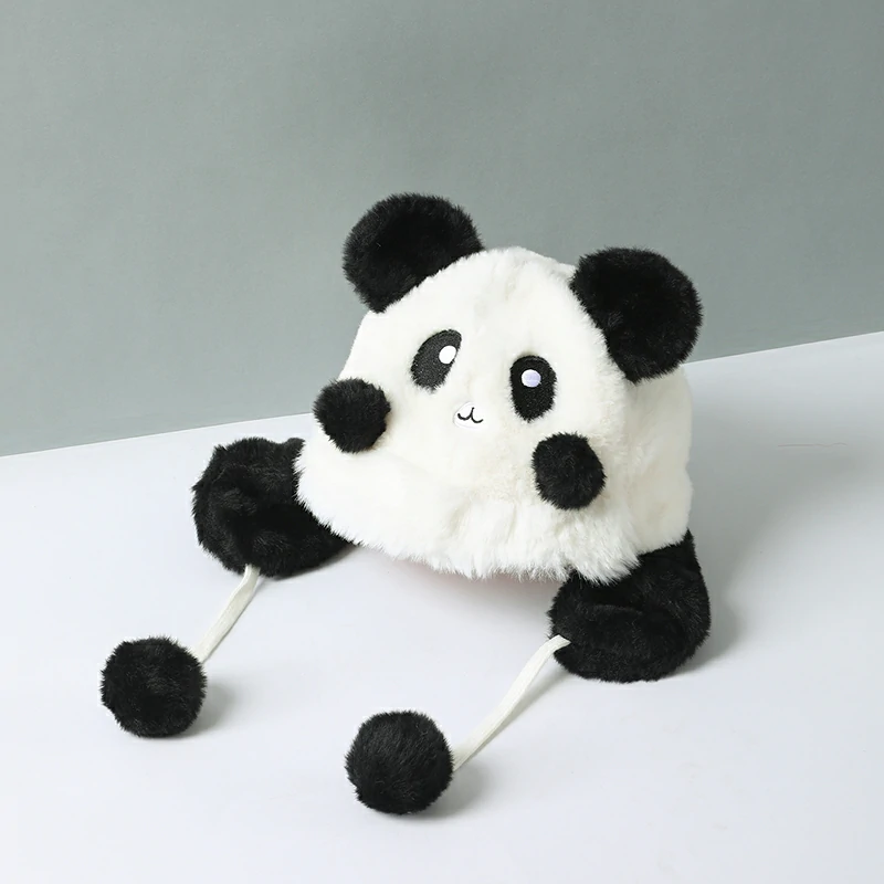 Panda Kids Winter Hat with Ear Protection - White