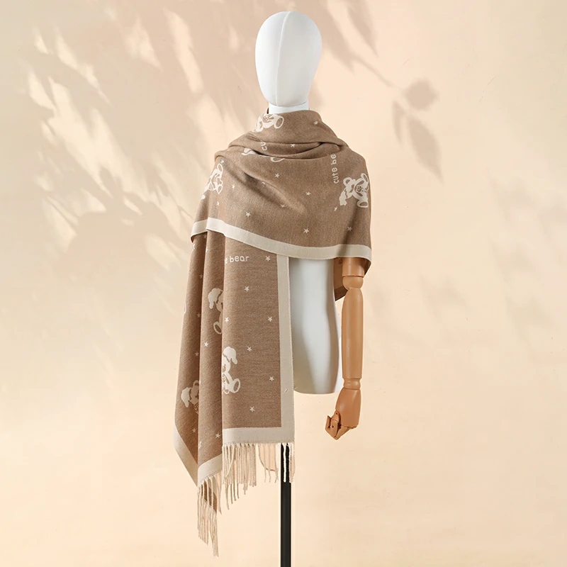 Bear Women's Scarf Large Shawls - Khaki