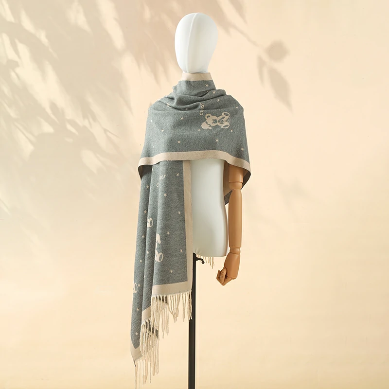 Bear Women's Scarf Large Shawls - Grey