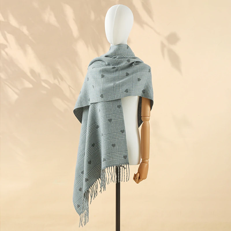 Sweet Heart Women's Scarf Large Shawls - Grey&Blue