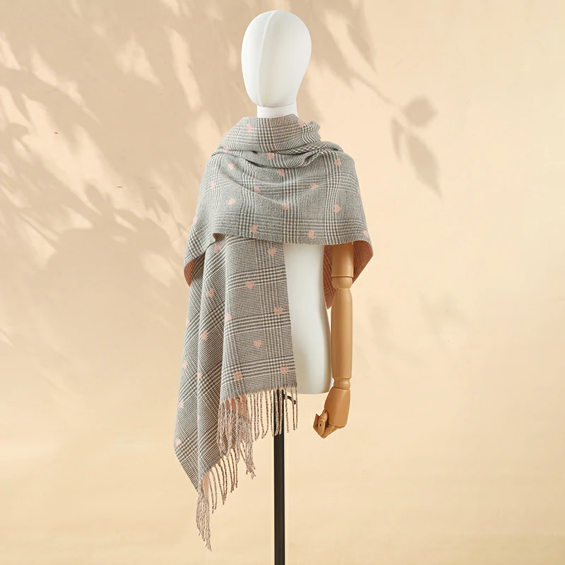 Sweet Heart Women's Scarf Large Shawls - Grey&Blue
