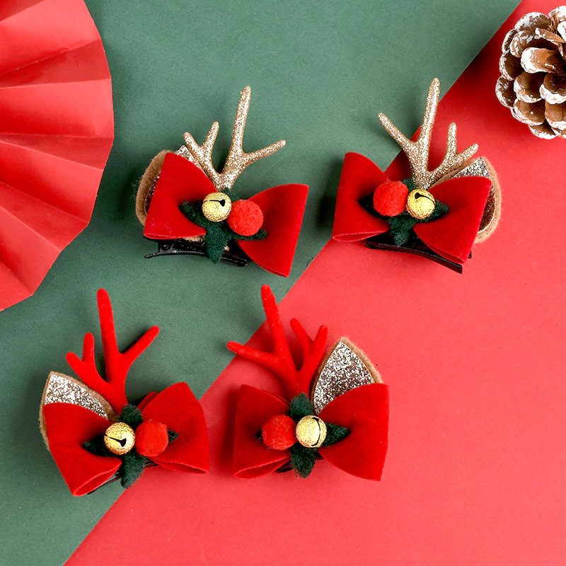 Christmas Bell Antler Hair Clip Set