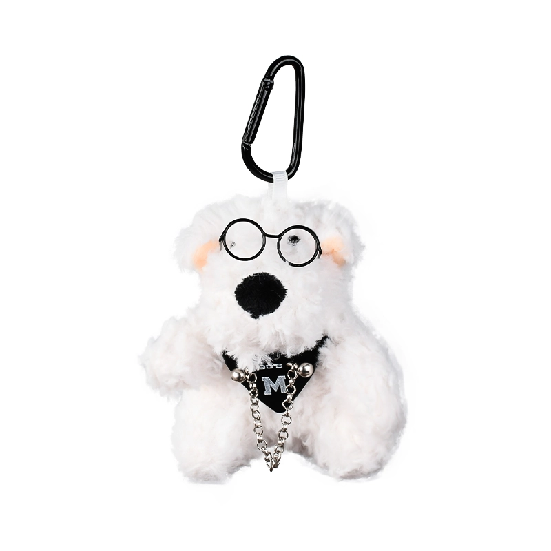 Triangle Scarf Chain Glasses West Highland Dog Keychain - White
