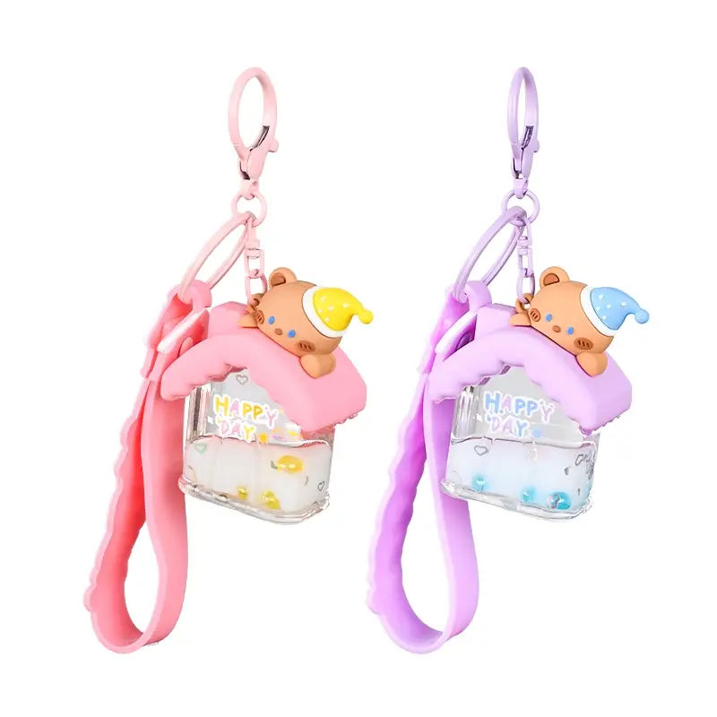 Bear House Liquid Floating Keychain