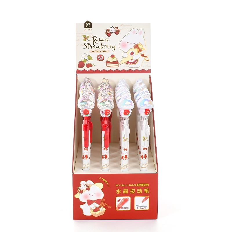 Crystal Strawberry Bunny Press Gel Pen