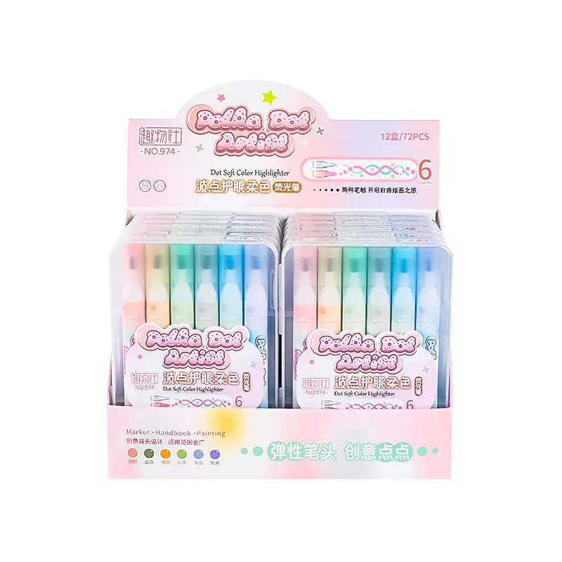 Polka Dots Highlighter 6pcs