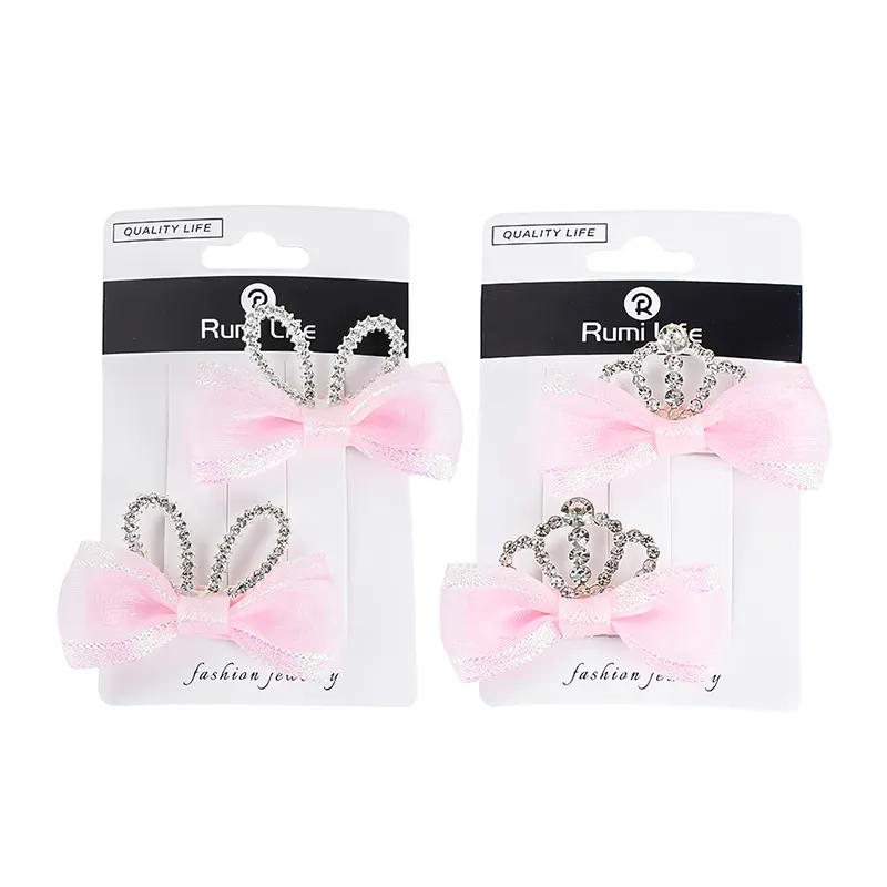 Bunny Crown Ears Duckbill Hair Clip 2pcs-Pink