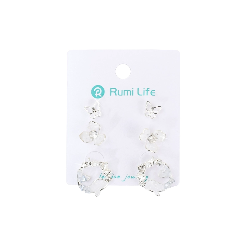 Earrings Set Dolphin Stud3 Pairs-White&Grey