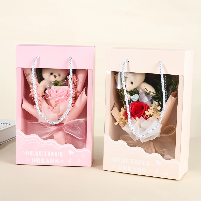 Fake Bear Rose Flower-Red And Pink