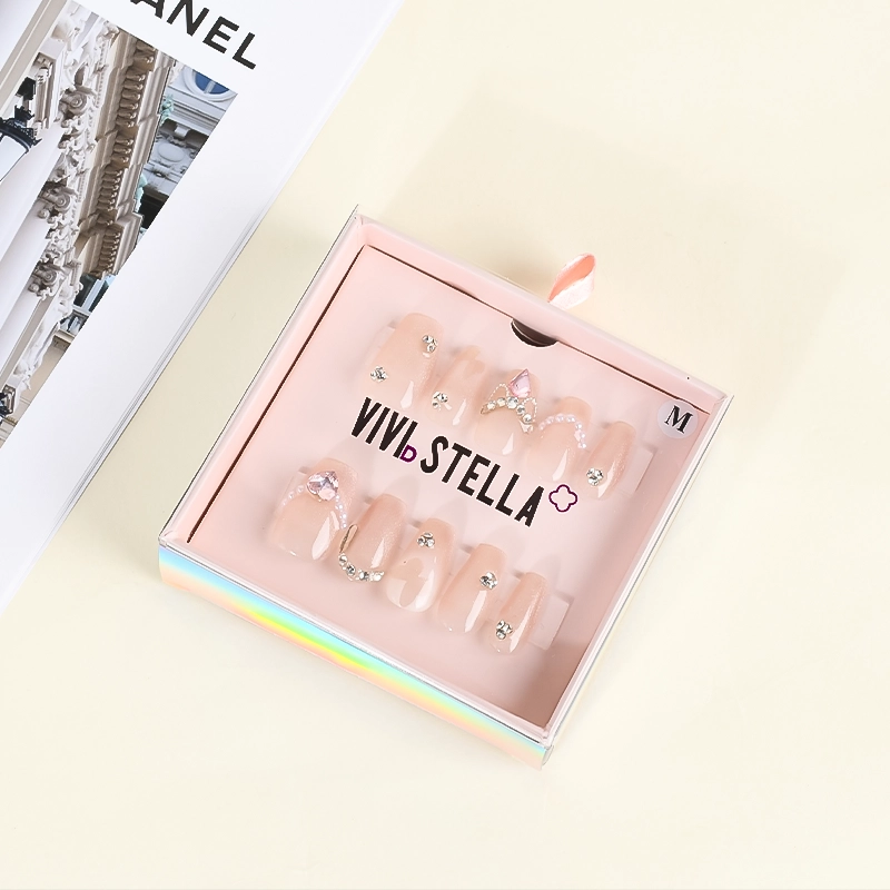 Pink Starry Sky Press on Nails set Fake Nails
