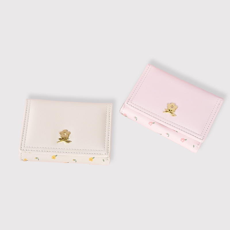 Women's Metal Flower Short Credit Card Holder Fashion Wallets